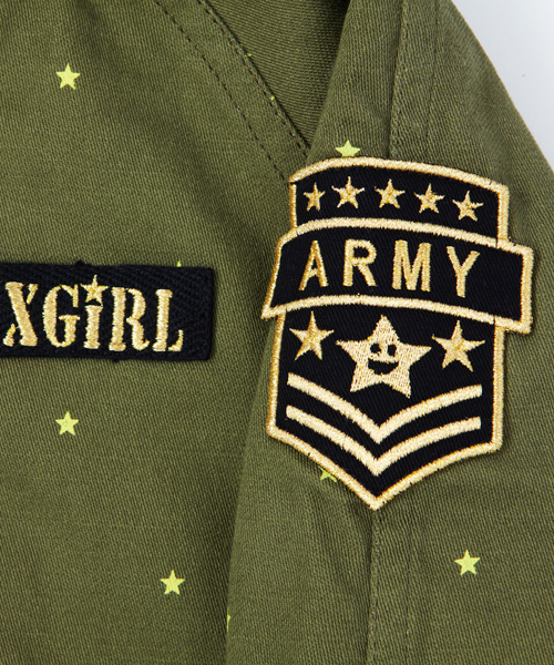 X-girl Stages(エックスガールステージス)の「STAR PRINTED MODS JACKET (4T~7T)(モッズコート・キッズ・オリーブ/ネイビー・4T/5T/6T/7T)」の17枚目の写真