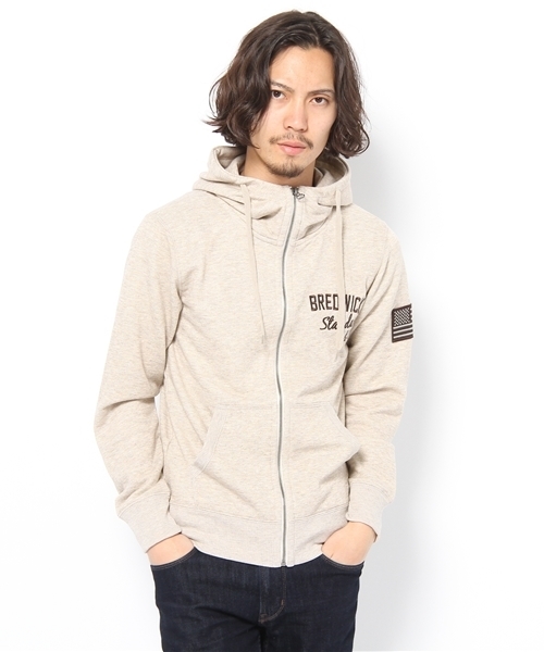 WEGO(ウィゴー)の「ソフト裏毛LSZIPパーカー(パーカー・メンズ・ブラック/杢グレー/ベージュ/ネイビー/ワイン・MEDIUM/LARGE)」の3枚目の写真