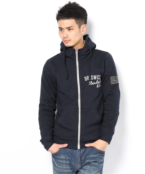 WEGO(ウィゴー)の「ソフト裏毛LSZIPパーカー(パーカー・メンズ・ブラック/杢グレー/ベージュ/ネイビー/ワイン・MEDIUM/LARGE)」の4枚目の写真