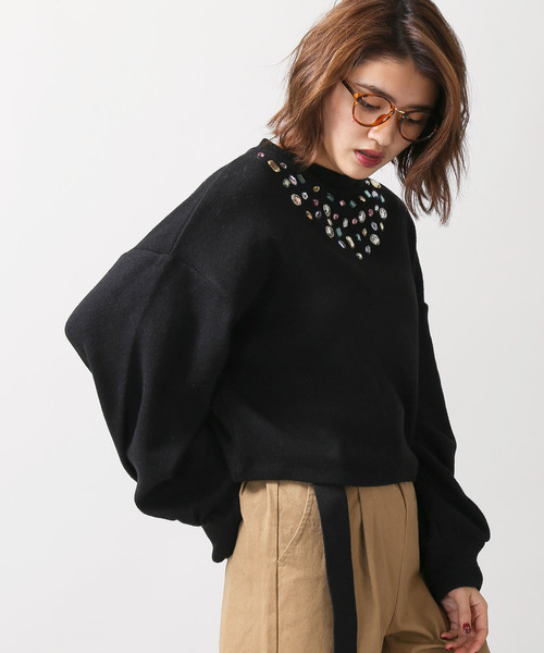 WEGO（ウィゴー）の「WEGO/ビジュープルオーバー（スウェット・レディース・オフホワイト/ブラック・FREE）」の2枚目の写真