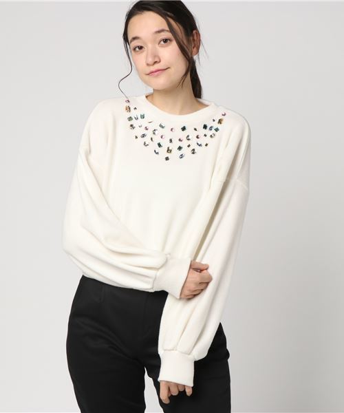 WEGO（ウィゴー）の「WEGO/ビジュープルオーバー（スウェット・レディース・オフホワイト/ブラック・FREE）」の13枚目の写真