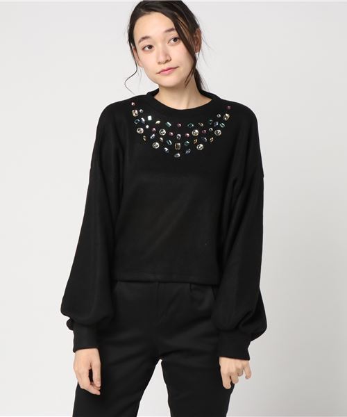 WEGO（ウィゴー）の「WEGO/ビジュープルオーバー（スウェット・レディース・オフホワイト/ブラック・FREE）」の14枚目の写真