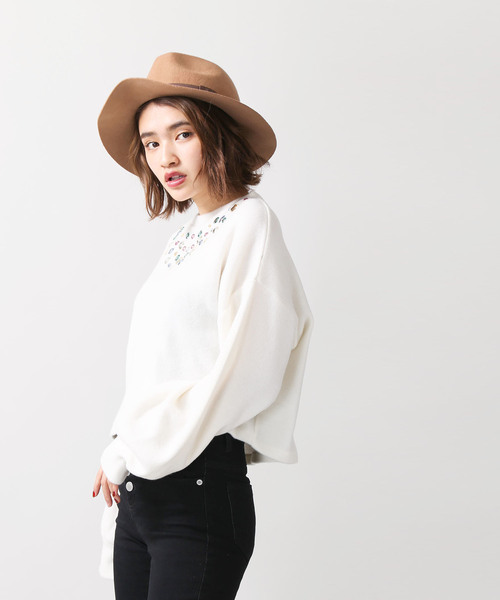 WEGO（ウィゴー）の「WEGO/ビジュープルオーバー（スウェット・レディース・オフホワイト/ブラック・FREE）」の9枚目の写真