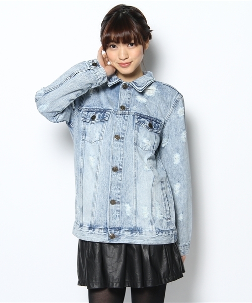 WC(ダブル シー)の「wc/ダメージデニムBIGジャケット(デニムジャケット・レディース・インディゴブルー/サックスブルー・FREE)」の9枚目の写真