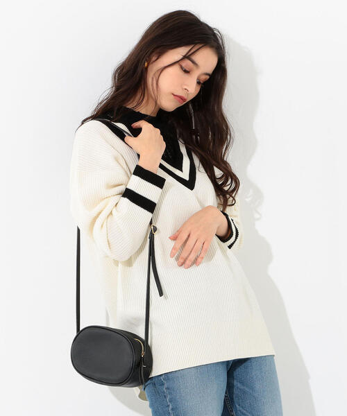 Jewel Changes（ジュエルチェンジズ）の「SMF 襟メッシュ ライン Ｖネックプルオーバー（ニット/セーター・レディース・ネイビー/オフホワイト・FREE）」の11枚目の写真