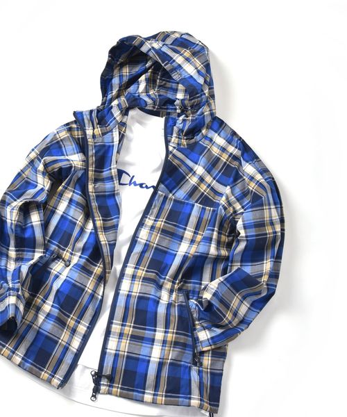 SHIPS JET BLUE（シップスジェットブルー）の「SHIPS JET BLUE: チェック ライトマウンテンパーカー（マウンテンパーカー・メンズ・ネイビー/ブルー・SMALL/MEDIUM/LARGE/X-SMALL）」の2枚目の写真