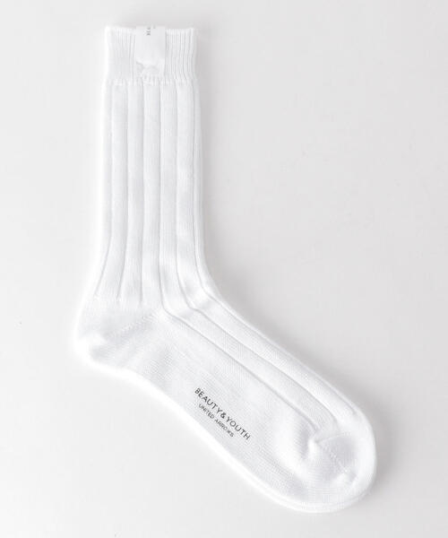 BEAUTY&YOUTH UNITED ARROWS(ビューティーアンドユースユナイテッドアローズ)の「BY シルケット リブ レギュラー ソックス(ソックス/靴下・メンズ・ホワイト/レッド/ブラック・FREE)」の2枚目の写真