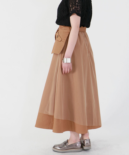 &g'aime（アンジェム）の「【&g'aime】チュールレイヤードスカート（スカート・レディース・ベージュ/ネイビー/カーキ・FREE）」の6枚目の写真