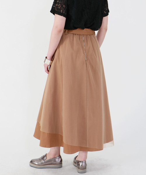 &g'aime（アンジェム）の「【&g'aime】チュールレイヤードスカート（スカート・レディース・ベージュ/ネイビー/カーキ・FREE）」の7枚目の写真