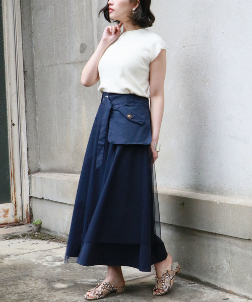 &g'aime（アンジェム）の「【&g'aime】チュールレイヤードスカート（スカート・レディース・ベージュ/ネイビー/カーキ・FREE）」の14枚目の写真