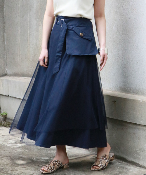 &g'aime（アンジェム）の「【&g'aime】チュールレイヤードスカート（スカート・レディース・ベージュ/ネイビー/カーキ・FREE）」の15枚目の写真