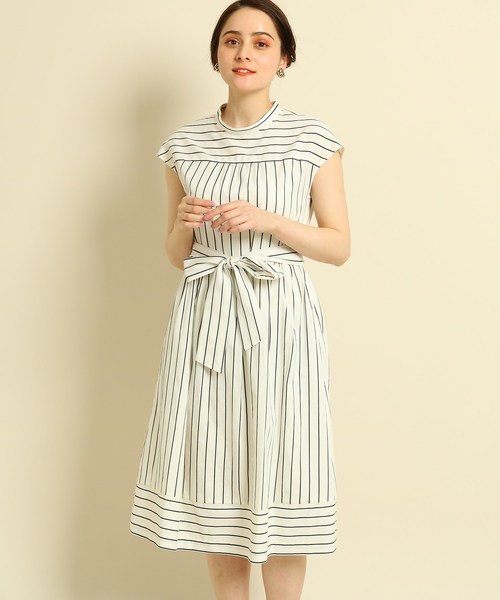 Anatelier アナトリエ の Ss Lサイズあり 朱子ストライプ ノースリーブワンピース ワンピース Wear