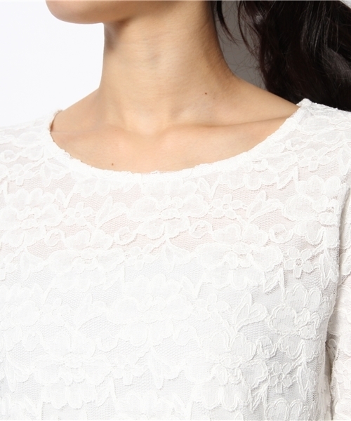 VIS（ビス）の「裏地配色レースプルオーバー（Tシャツ/カットソー・レディース・ホワイト/ホワイト系その他/グリーン系その他/サックスブルー/タン・MEDIUM）」の9枚目の写真