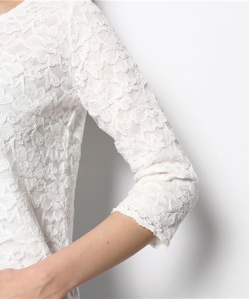 VIS（ビス）の「裏地配色レースプルオーバー（Tシャツ/カットソー・レディース・ホワイト/ホワイト系その他/グリーン系その他/サックスブルー/タン・MEDIUM）」の10枚目の写真