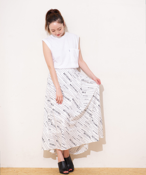 ROGER AND RAW(ロジャーアンドロウ)の「Roger&Raw/バイヤス英文字ptロングSK(スカート・レディース・ホワイト/ブラック・M)」の17枚目の写真