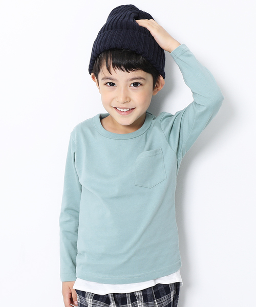 devirock(デビロック)の「クルーネック長袖Tシャツ(Tシャツ/カットソー・キッズ・ホワイト/キャメル/イエロー系その他/ラベンダー/レッド系その他/パープル系その他/スモークピンク/モカ/ライトブラウン/杢グレー/ブルー系その他/グリーン系その他/グリーン系その他2/カーキ/ネイビー/パープル/ブラック・80cm/90cm/110cm/100cm/120cm/130cm/160cm/150cm/140cm)」の8枚目の写真