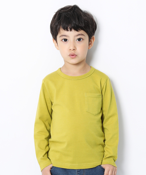 devirock(デビロック)の「クルーネック長袖Tシャツ(Tシャツ/カットソー・キッズ・ホワイト/キャメル/イエロー系その他/ラベンダー/レッド系その他/パープル系その他/スモークピンク/モカ/ライトブラウン/杢グレー/ブルー系その他/グリーン系その他/グリーン系その他2/カーキ/ネイビー/パープル/ブラック・80cm/90cm/110cm/100cm/120cm/130cm/160cm/150cm/140cm)」の1枚目の写真