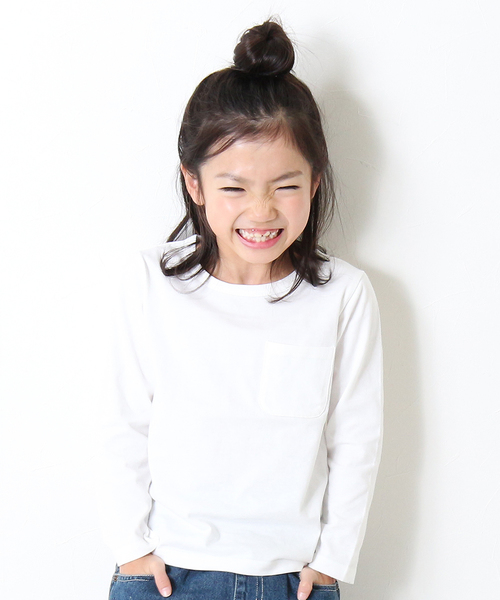 devirock(デビロック)の「クルーネック長袖Tシャツ(Tシャツ/カットソー・キッズ・ホワイト/キャメル/イエロー系その他/ラベンダー/レッド系その他/パープル系その他/スモークピンク/モカ/ライトブラウン/杢グレー/ブルー系その他/グリーン系その他/グリーン系その他2/カーキ/ネイビー/パープル/ブラック・80cm/90cm/110cm/100cm/120cm/130cm/160cm/150cm/140cm)」の2枚目の写真