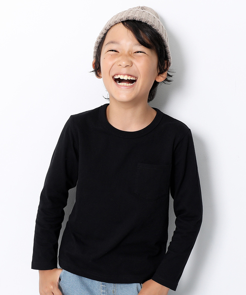 devirock(デビロック)の「クルーネック長袖Tシャツ(Tシャツ/カットソー・キッズ・ホワイト/キャメル/イエロー系その他/ラベンダー/レッド系その他/パープル系その他/スモークピンク/モカ/ライトブラウン/杢グレー/ブルー系その他/グリーン系その他/グリーン系その他2/カーキ/ネイビー/パープル/ブラック・80cm/90cm/110cm/100cm/120cm/130cm/160cm/150cm/140cm)」の3枚目の写真