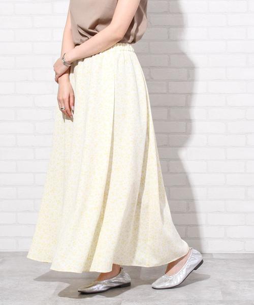 coen(コーエン)の「プリントタックロングスカート#(スカート・レディース・ブラウン/ブラック/ネイビー/ベージュ/ライトブルー/ナチュラル/ライム/オフホワイト/その他1/クリーム・FREE)」の5枚目の写真