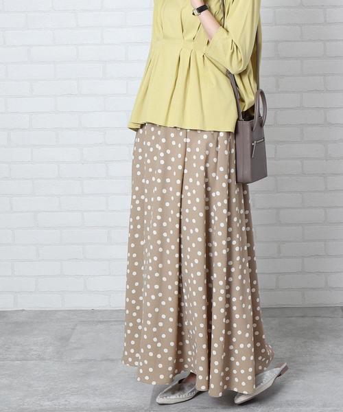 coen(コーエン)の「プリントタックロングスカート#(スカート・レディース・ブラウン/ブラック/ネイビー/ベージュ/ライトブルー/ナチュラル/ライム/オフホワイト/その他1/クリーム・FREE)」の12枚目の写真