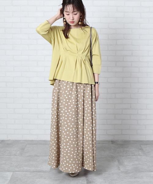 coen(コーエン)の「プリントタックロングスカート#(スカート・レディース・ブラウン/ブラック/ネイビー/ベージュ/ライトブルー/ナチュラル/ライム/オフホワイト/その他1/クリーム・FREE)」の11枚目の写真