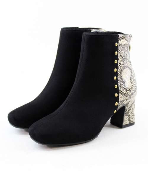 VIVIAN（ヴィヴィアン）の「バックファスナースタッズショートブーツ（ブーツ・レディース・タン/ダークブラック/ブラック系その他2/ブラウン系その他4・LL/S/M/L）」の2枚目の写真