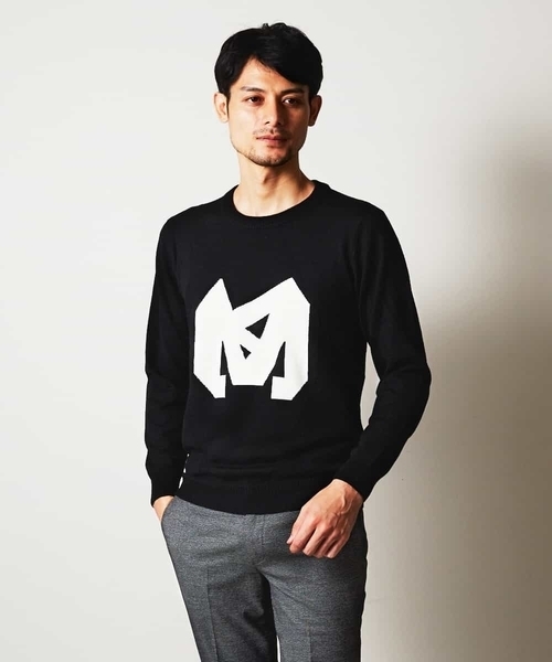 MICHEL KLEIN HOMME (ミッシェルクランオム)の「ニット(ラファエロ)(ニット/セーター・メンズ・ブラック/アイボリー・46/48/51)」の2枚目の写真