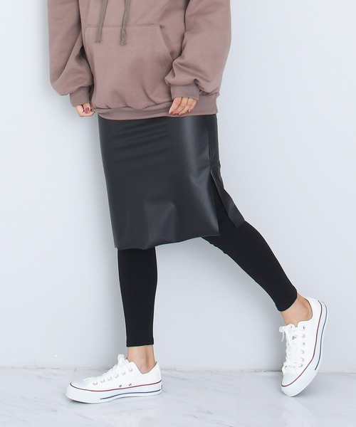 フェイクレザー裏起毛 マタニティスカートレギンス（マタニティウェア/グッズ）｜CHOCOA（チョコア）