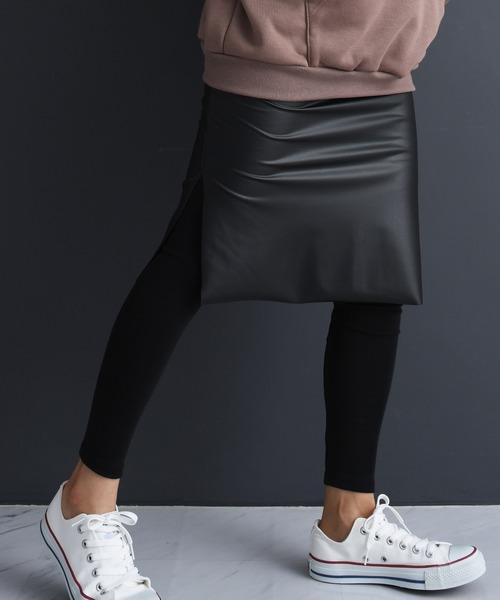 フェイクレザー裏起毛 マタニティスカートレギンス（マタニティウェア/グッズ）｜CHOCOA（チョコア）