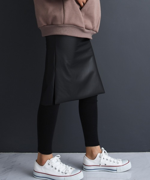 フェイクレザー裏起毛 マタニティスカートレギンス（マタニティウェア/グッズ）｜CHOCOA（チョコア）