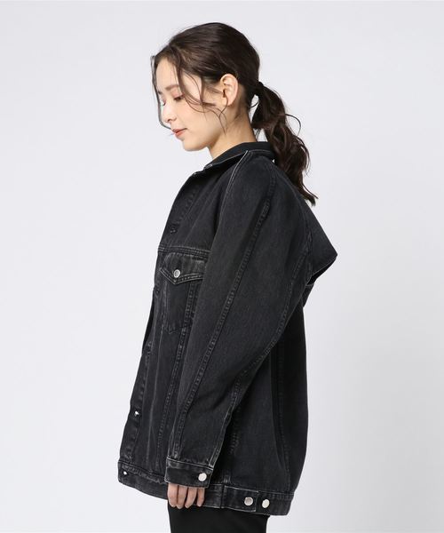 JOHN LAWRENCE SULLIVAN(ジョンローレンスサリバン)の「BLEACHED DENIM DETACHABLE SLEEVE JACKET(デニムジャケット・レディース・ブラック・SMALL/MEDIUM)」の3枚目の写真