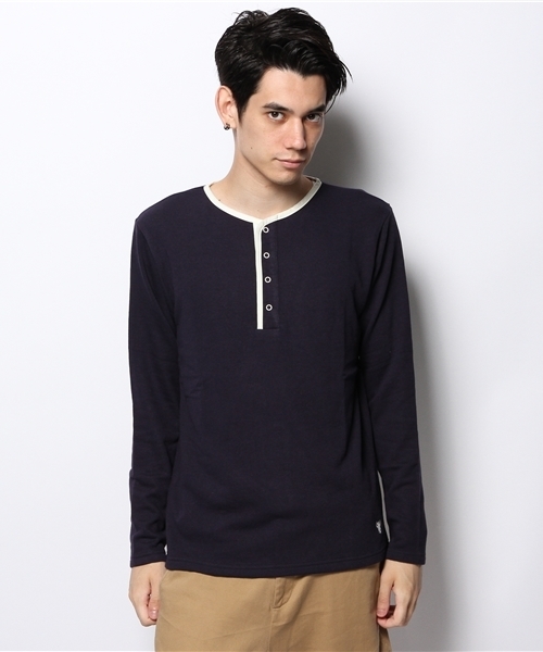 coen（コーエン）の「コットンレーヨンヘンリーネックカットソー（Tシャツ/カットソー・メンズ・オフホワイト/グレー/ネイビー・MEDIUM/LARGE/SMALL/X-LARGE）」の4枚目の写真