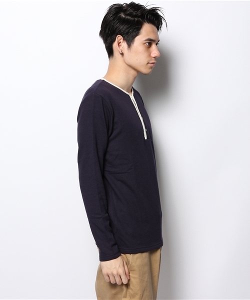 coen（コーエン）の「コットンレーヨンヘンリーネックカットソー（Tシャツ/カットソー・メンズ・オフホワイト/グレー/ネイビー・MEDIUM/LARGE/SMALL/X-LARGE）」の5枚目の写真