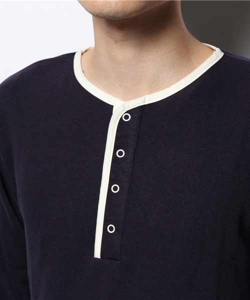 coen（コーエン）の「コットンレーヨンヘンリーネックカットソー（Tシャツ/カットソー・メンズ・オフホワイト/グレー/ネイビー・MEDIUM/LARGE/SMALL/X-LARGE）」の9枚目の写真