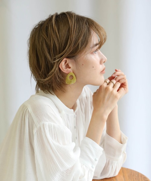 select MOCA（セレクトモカ）の「2020 SS サークルクリアマーブルピアス（ピアス（両耳用）・レディース・オレンジ/クリア/クリアグリーン・FREE）」の4枚目の写真