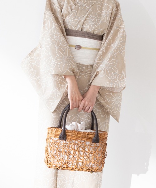 ゆかた館グレース（ユカタカングレース）の「4色展開かごバッグ（かごバッグ・レディース・ホワイト/ベージュ/グレー/ブルー・FREE）」の7枚目の写真