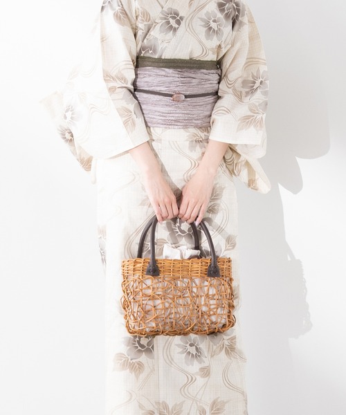 ゆかた館グレース（ユカタカングレース）の「4色展開かごバッグ（かごバッグ・レディース・ホワイト/ベージュ/グレー/ブルー・FREE）」の5枚目の写真