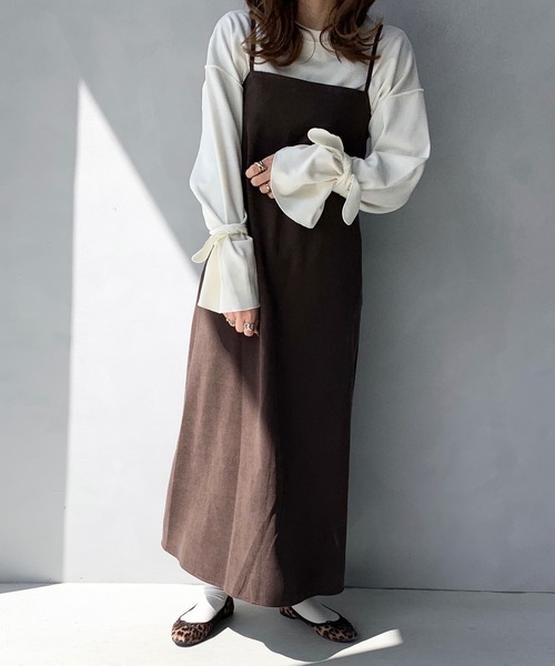 LE MORE（リモア）の「サロペットワンピース/バックリボンキャミワンピース（ワンピース・レディース・ブラウン/オレンジ系その他・FREE）」の6枚目の写真