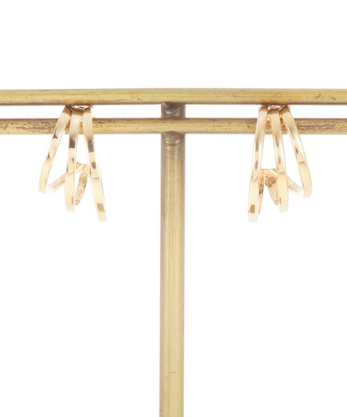 K10角線3連 フープピアス（ピアス（両耳用））｜COCOSHNIK（ココシュ