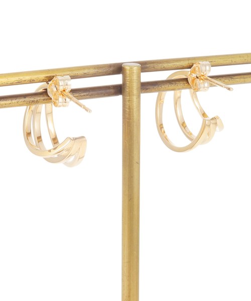 K10角線3連 フープピアス（ピアス（両耳用））｜COCOSHNIK（ココシュ