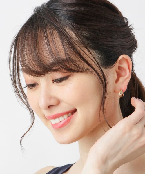 K10角線3連 フープピアス（ピアス（両耳用））｜COCOSHNIK（ココシュ