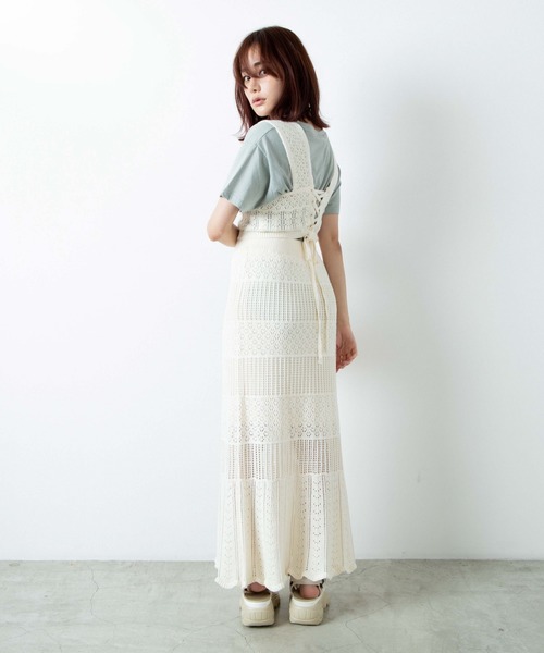 WEGO（ウィゴー）の「WEGO/【セットアップ対応商品】透かし編みニットスカート（スカート・レディース・カーキ/ホワイト・FREE）」の6枚目の写真