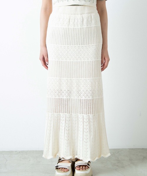 WEGO（ウィゴー）の「WEGO/【セットアップ対応商品】透かし編みニットスカート（スカート・レディース・カーキ/ホワイト・FREE）」の10枚目の写真