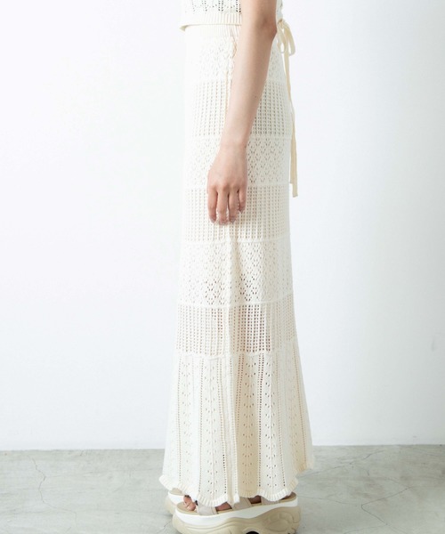 WEGO（ウィゴー）の「WEGO/【セットアップ対応商品】透かし編みニットスカート（スカート・レディース・カーキ/ホワイト・FREE）」の11枚目の写真