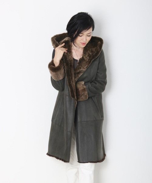 希少新品 LEQUIPE レッキスファーフード付きウールコート 希少新品