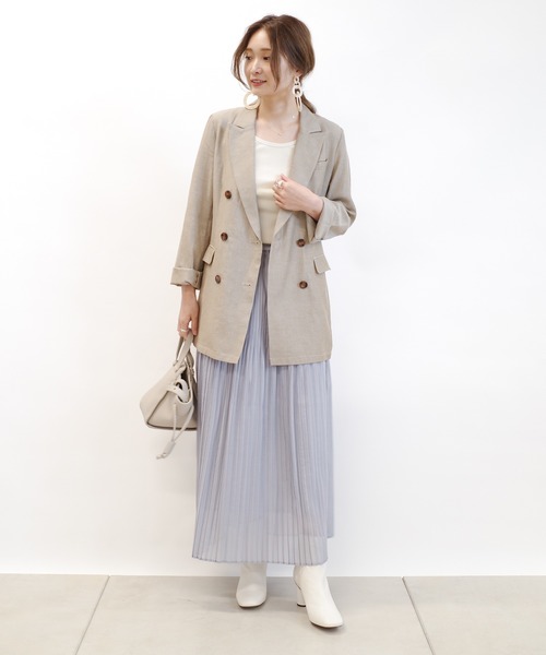 DouDou（ドゥドゥ）の「Wシャツジャケット（テーラードジャケット・レディース・ブラック/ベージュ/イエロー・FREE）」の8枚目の写真