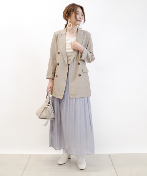 DouDou（ドゥドゥ）の「Wシャツジャケット（テーラードジャケット・レディース・ブラック/ベージュ/イエロー・FREE）」の11枚目の写真