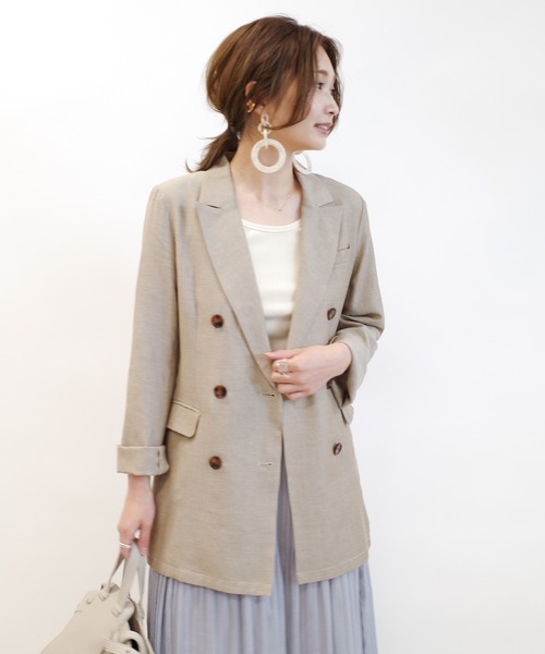 DouDou（ドゥドゥ）の「Wシャツジャケット（テーラードジャケット・レディース・ブラック/ベージュ/イエロー・FREE）」の21枚目の写真