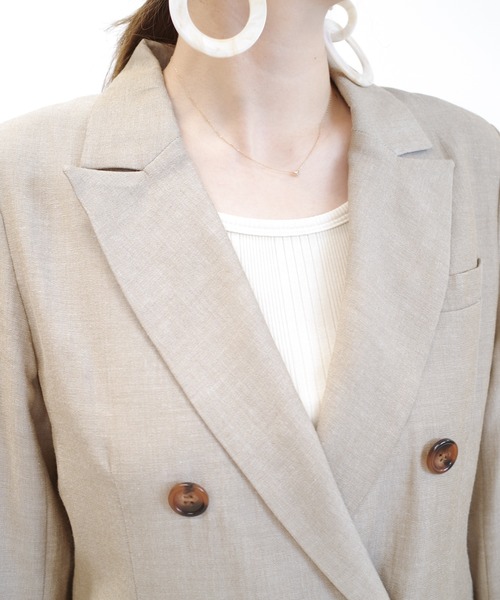 DouDou（ドゥドゥ）の「Wシャツジャケット（テーラードジャケット・レディース・ブラック/ベージュ/イエロー・FREE）」の9枚目の写真